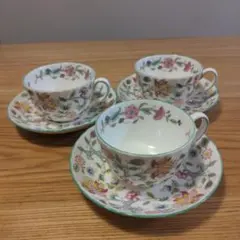 MINTON HADDON HALL カップ・ソーサー 3客セット　コレクション