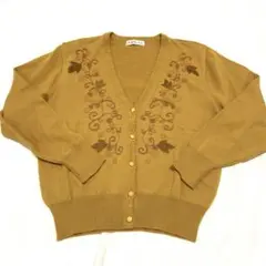 ROGICA ニット　カーディガン　マスタード　L オシャレ古着　華やか　春