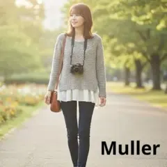 Muller グレー ニットセーター 裾フリル 24A830-2のサムネイル