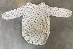 H&M 襟付き 花柄長袖ロンパース 6-9M オーガニックコットン