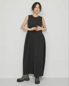 【洗える・ストレッチ】サイドギャザーワンピース