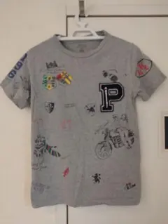 【お洒落】ポロ・ラルフローレン　グレー Tシャツ プリント　ロゴ刺繍付き　130