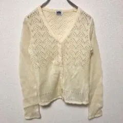 【indio】(M)モヘア混Ｖネックニットカーディガン/春物アウター/軽量/無地