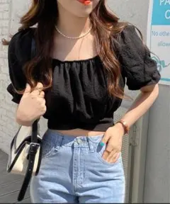 YUGA バックリボン クロップドトップ