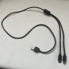 USB to type-B×2充電ケーブル ブラック