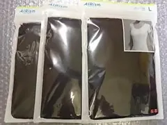 ユニクロエアリズムAIRisme UネックT Lサイズ 3枚セット　黒