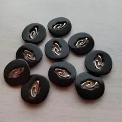 レトロなボタン 黒とシルバーのスクエア17mm9個＋おまけ1個【337】