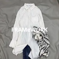 美品】フレームワーク 後染めフレンチリネンレギュラーシャツ 麻100 