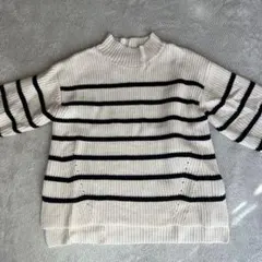 GLOBAL WORK ストライプ ハイネックニット