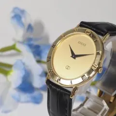 美品 グッチ GUCCI ローマン ゴールド 新品革ベルト 腕時計 C954
