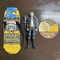 未使用品ソックス/中古フィギュア/中古コースター トラファルガー・ロー セット