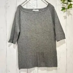 【ヘルシーカレン】レディース リブニット トップス グレー Mサイズ　伸縮性ありのサムネイル