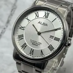 極美品　稼働品　SEIKO　アルバ　クォーツ　新品電池　デイト　シルバー　腕時計
