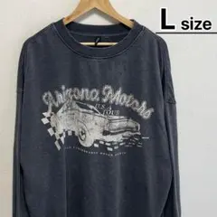 H&M　スウェット　L　グレー　Vintage風　色褪せ　プリント　車　カー