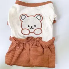 【S】犬 服 春 夏 シャツ ワンピース クマ柄 半袖