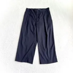 新品未使用【FRAMeWORK】クロップドワイドパンツ(38)紺 タック 日本製