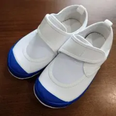 【未使用】パワーシューズ 17.5cmマジックテープ上履き ホワイト/ブルー