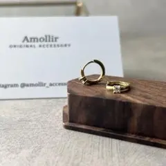 ⚫︎No.11 ストーン付きフープピアス/ゴールド ストーンピアス シルバー925