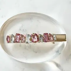 ピンク　クリスタル　キラキラ　ヘアクリップ