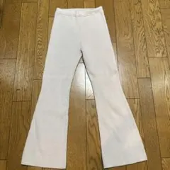 LIPSERVICE リブ編み フレアパンツ Fサイズ 薄いベージュ