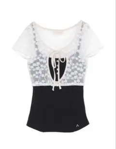 AND MARY Rio lace layered set tops Black - メルカリ