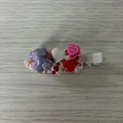 ハンドメイドヘアクリップ前髪クリップくまちゃん