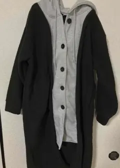 フード付きロング丈フリースジャケット