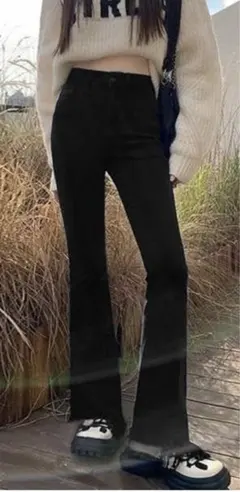 A様専用　GRL ストレッチフレアパンツ　cu34 ブラック