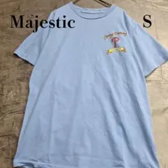 マジェスティック 水色 Ｔシャツ MLB フィリーズ 半袖 プリント【い366】