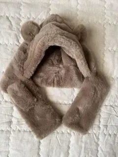 クマ耳付き　ブラウン　ファー帽子