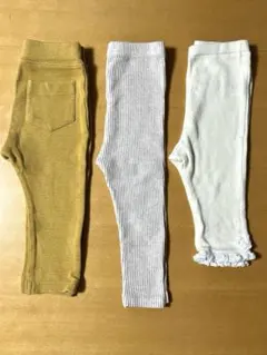 【パンツ•レギンス3点セット】80 90 女の子 春〜秋 保育園着 まとめ売り