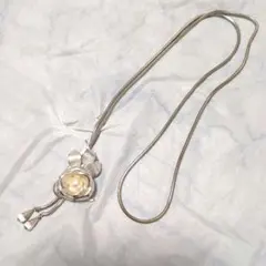 本真珠 あこや真珠 花モチーフ ループタイ ネックレス シルバー ヴィンテージ風のサムネイル
