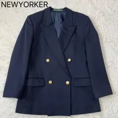 【美品】ニューヨーカー ダブルブレザー ジャケット 紺ブレ 金ボタン