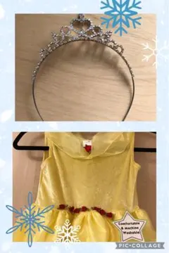 未使用品　美女と野獣　ベル風　ドレス　ハロウィン　ティアラセット110 120