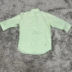【美品】TAKEO KIKUCHI パステルグリーン七分袖シャツ