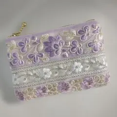 インド刺繍リボン　ミニポーチのサムネイル