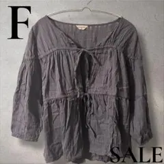 「即日発送」F Samansa Mos2リボンブラウングレー長袖ブラウス　シャツ