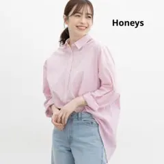 Honeys ハニーズ　ピンク ストライプ シャツ Sサイズ　オーバーサイズ