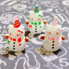923*デコパーツ♡雪だるま ミニチュア クリスマス 猫 サンタ帽子 じゃらキー