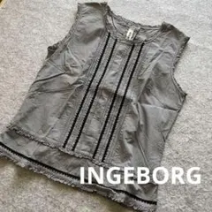 INGEBORGインゲボルグ チェック ノースリーブブラウス フリル M