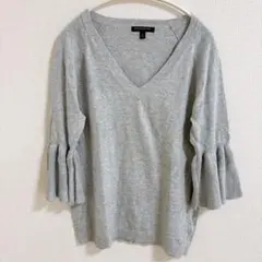 BANANA REPUBLIC ニット レディース【M】グレーVネック フリル袖