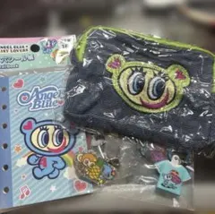 エンジェルブルー デニム風ポーチ アクリルチャーム Tシャツめじるしチャーム