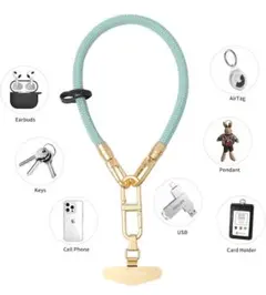 高級感◎ LESU DESIGN スマホストラップ ゴールドパーツ付き