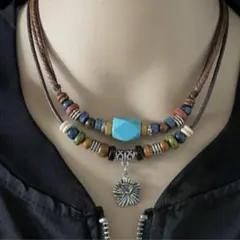 ターコイズネックレス メンズ ナバホ族 インディアンジュエリー アメカジ トルコ