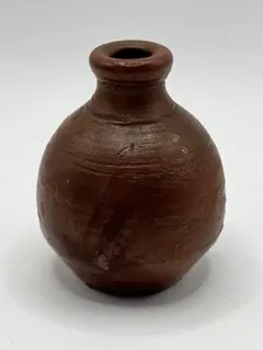 備前焼？ 茶色の陶器製ボトル型花瓶 jz-55_main10.jpg