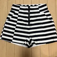 lala Born ボーダー柄 ハイウエスト ショートパンツ