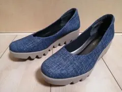 美品 ヒルズアヴェニュー 厚底パンプス ブルー 23.0cm