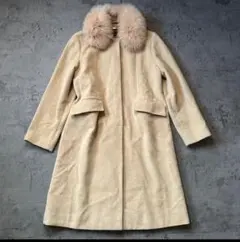 最終値下高級ファーベージュロングコート　アンゴラ100%ウール100卒業式入学式