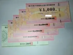 ビックカメラ・コジマ 株主優待券 5000円分
