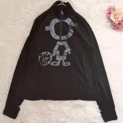 Picone club ハーフジップ 長袖 プリント ブラック Ⅱ